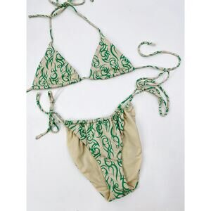 green swirl print bikini set